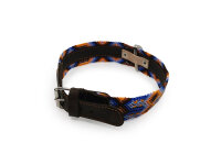 Mexikanisches Hundehalsband Leder Handgemacht Blau Braun Orange