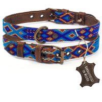 ALTEZAR Blaues Hundehalsband aus Leder Tribal Blau...