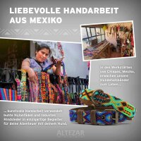 ALTEZAR Blaues Hundehalsband aus Leder Tribal Blau Handgemacht in Mexiko
