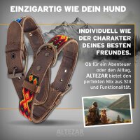 ALTEZAR Grünes Hundehalsband aus Leder Doppel-Tribal Grün Handgemacht in Mexiko - Größe S