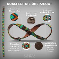 ALTEZAR Grünes Hundehalsband aus Leder Tribal Grün Handgemacht in Mexiko - Größe M
