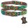 ALTEZAR Grünes Hundehalsband aus Leder Tribal Grün Handgemacht in Mexiko - Größe M