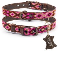 ALTEZAR Rosanes Hundehalsband aus Leder Tribal Pink...