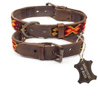 ALTEZAR Feuerrotes Hundehalsband aus Leder Doppel-Tribal...