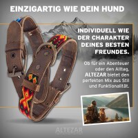 ALTEZAR Feuerrotes Hundehalsband aus Leder Doppel-Tribal Feuerrot Handgemacht in Mexiko - Größe L