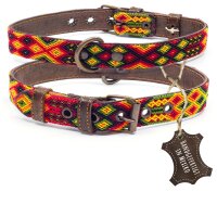 ALTEZAR Feuerrotes Hundehalsband aus Leder Tribal...