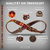 ALTEZAR Feuerrotes Hundehalsband aus Leder Tribal Feuerrot Handgemacht in Mexiko - Größe L
