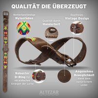 ALTEZAR Buntes Hundehalsband aus Leder Doppel-Tribal Farbenrausch Handgemacht in Mexiko - Größe L