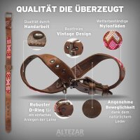 ALTEZAR Pinkes Hundehalsband aus Leder Doppel-Tribal Rosa Handgemacht in Mexiko - Größe XS