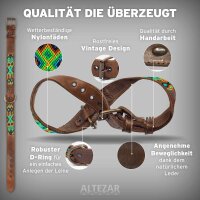 ALTEZAR Grünes Hundehalsband aus Leder Doppel-Tribal Grün Handgemacht in Mexiko - Größe XS