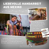 ALTEZAR Hundeleine Leder Schmal Tribal Handgemacht in Mexiko für kleine Hunde Schwarz