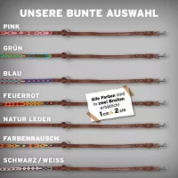 ALTEZAR Hundeleine Leder Schmal Tribal Handgemacht in Mexiko für kleine Hunde Schwarz