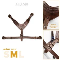 ALTEZAR Blaues Hundegeschirr aus Leder Tribal Blau - Harness - Größe L