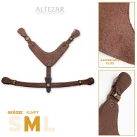 ALTEZAR Blaues Hundegeschirr aus Leder Tribal Blau - Harness - Größe L