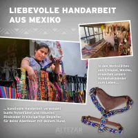 ALTEZAR Blaues Hundegeschirr aus Leder Tribal Blau - Harness - Größe L