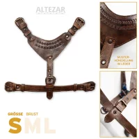 ALTEZAR Blaues Hundegeschirr aus Leder Tribal Blau - Harness - Größe S