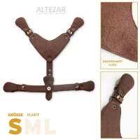 ALTEZAR Blaues Hundegeschirr aus Leder Tribal Blau - Harness - Größe S