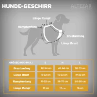 ALTEZAR Blaues Hundegeschirr aus Leder Tribal Blau - Harness - Größe S