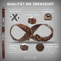 ALTEZAR Hundehalsband Leder Doppel-Tribal Schwarz-Weiß Handgemacht in Mexiko - XS