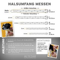 ALTEZAR elegantes Hundehalsband Leder Tribal Schwarz-Weiß Handgemacht in Mexiko - S