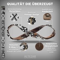 ALTEZAR elegantes Hundehalsband Leder Tribal Schwarz-Weiß Handgemacht in Mexiko - S